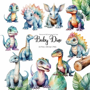 Baby Dinosaur Clipart, Dino PNG, t-rex clipart, Cute Dinosaur Clipart Bundle, Baby shower Decoration, Birthday party Dino, Kids Nursery