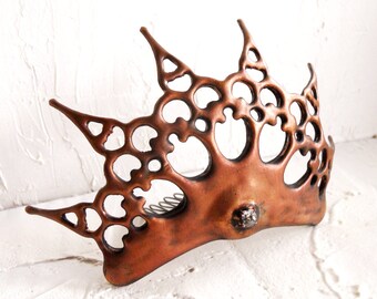 Copper tiara Queen of the ball tiara distressed Antique Copper color made of Clock hands evil queen inspired perfect for the steampunk bride