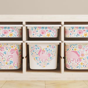Personalized Unicorn Decals for IKEA TROFAST: Nursery Organizer Stickers