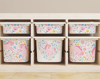 Personalized Unicorn Decals for IKEA TROFAST: Nursery Organizer Stickers