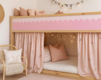 Pastel Scalloped Bed Frame Decals for IKEA Kura Loft Bed, Removable Nursery Decor