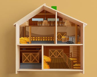 Farmhouse Wallpaper Decals for IKEA Flisat Dollhouse – Miniature Barn Style