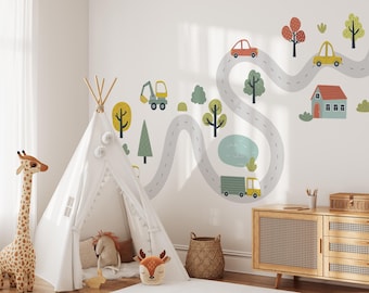 City Road Wall Decals, Car Transportation Nursery Wall Decor