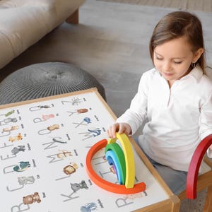 Educational Alphabet Vinyl Decals for IKEA LATT Table and Chairs, Farm Life Animal Stickers for Kids Table, Toddler Learning Table Decor
