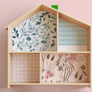 Floral Pastel Decals for IKEA Flisat Dollhouse – Roof, Wallpaper, and Exterior Stickers for Unique Miniature Home Decoration