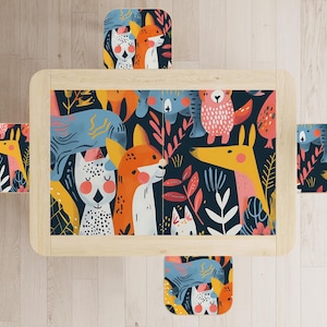Woodland Animal Stickers for IKEA Flisat Table: Kids Playroom Decor