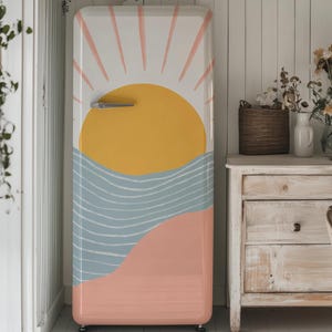 Retro Sunset Kühlschrankfolie: Mid Century Modern Vinyl Aufkleber