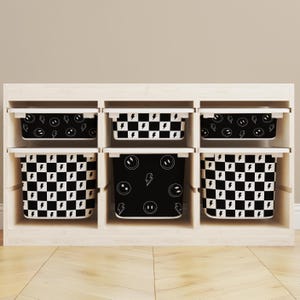 Checkerboard Smiley Face Vinyl Decal Set for IKEA TROFAST