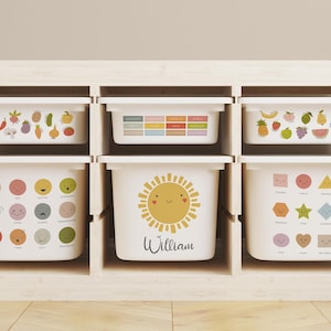 Educational Stickers for IKEA TROFAST Bins, Learning Storage Labels, Alphabet Numbers Shapes Decals, Kids Room Toy Organizer, Custom Name