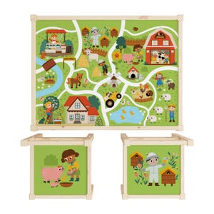 Farm Theme Vinyl Decals for IKEA LATT Table and Chairs, Removable Stickers for Toddlers Room, Farm Animal Scene Decor, Educational Design