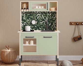 Green Leaf Play Kitchen Sticker Set: IKEA Duktig Upgrade