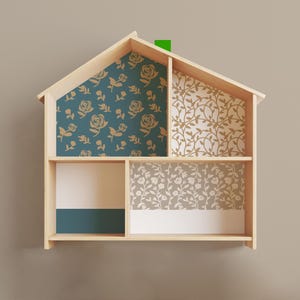 Eleganti adesivi per case delle bambole IKEA Flisat, carta da parati con motivo a rose e adesivi per tetti, set di vinili per esterni con facciata in mattoni per mini case