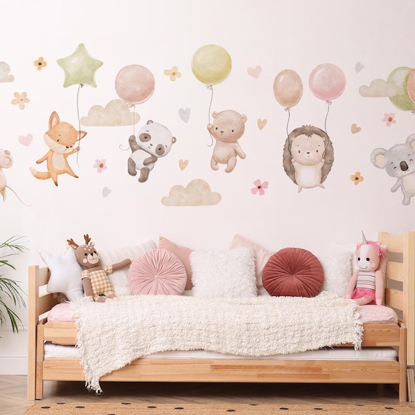 Animal Wall Decals: Woodland Nursery Decor, Peel and Stick