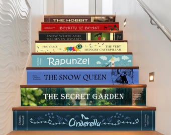 Classic Book Spine Stair Decals: Vintage Library Staircase Decor