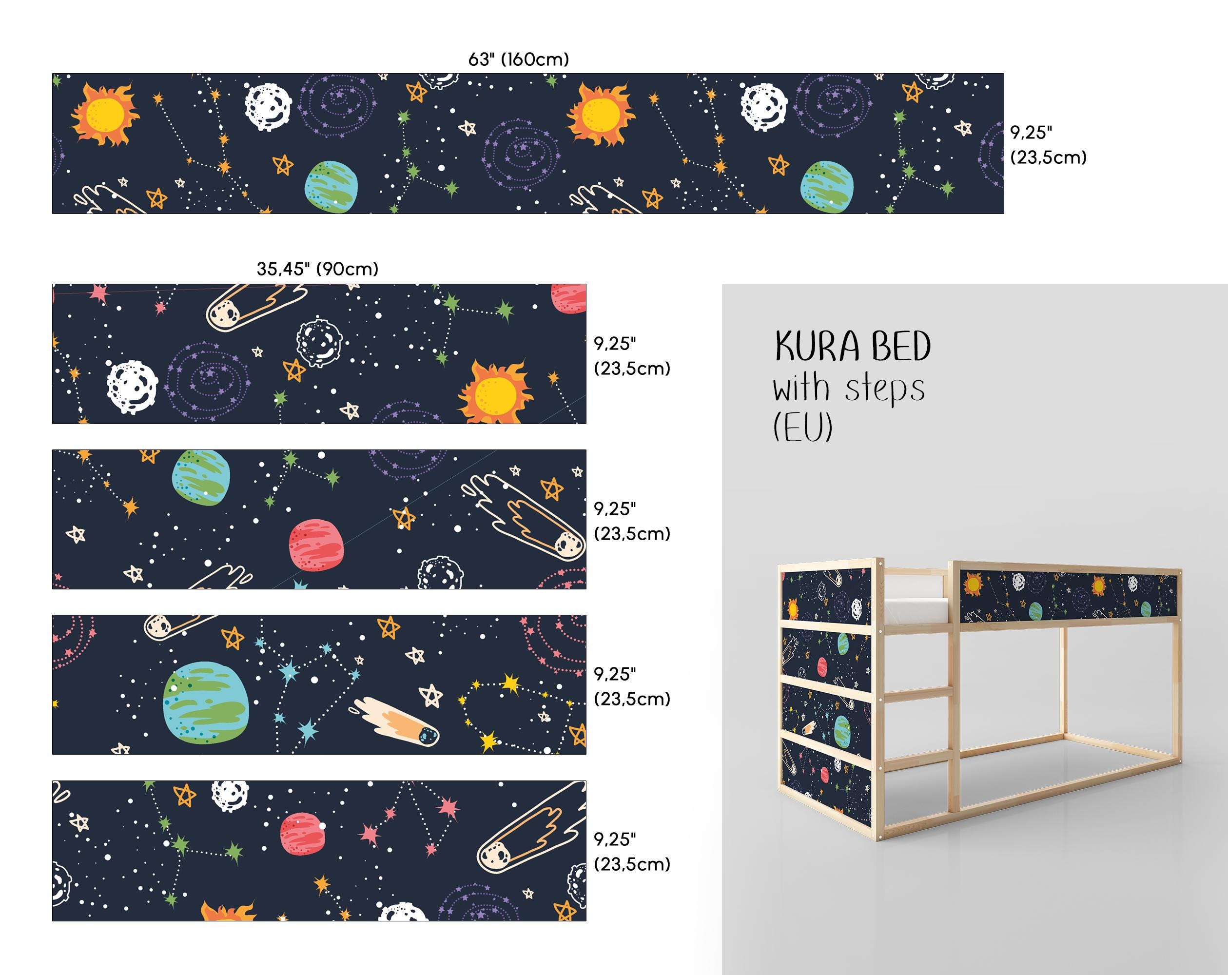 Space Kura Bed Decals, Galaxy Astronaut Removable Vinyl Stickers - Etsy
