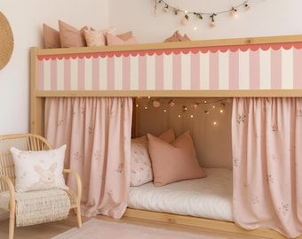 Scalloped Stripe Wrap for IKEA Kura Bed – Pastel Vinyl Bed Decals, Custom Color Loft Frame Stickers