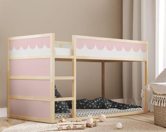 KURA Bed Scalloped Wraps – Pastel Fabric Decals, Kids Bunk Bed Upgrade, Peel & Stick Soft Bed Decor