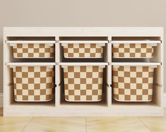 Colorful Cube and Square Decals for IKEA Trofast Storage Boxes: Purple, Beige, Green, Peach – Decorative Stickers Storage Box Organization