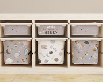 Space-Themed Vinyl Stickers for IKEA TROFAST: Astronaut & Constellation Decals