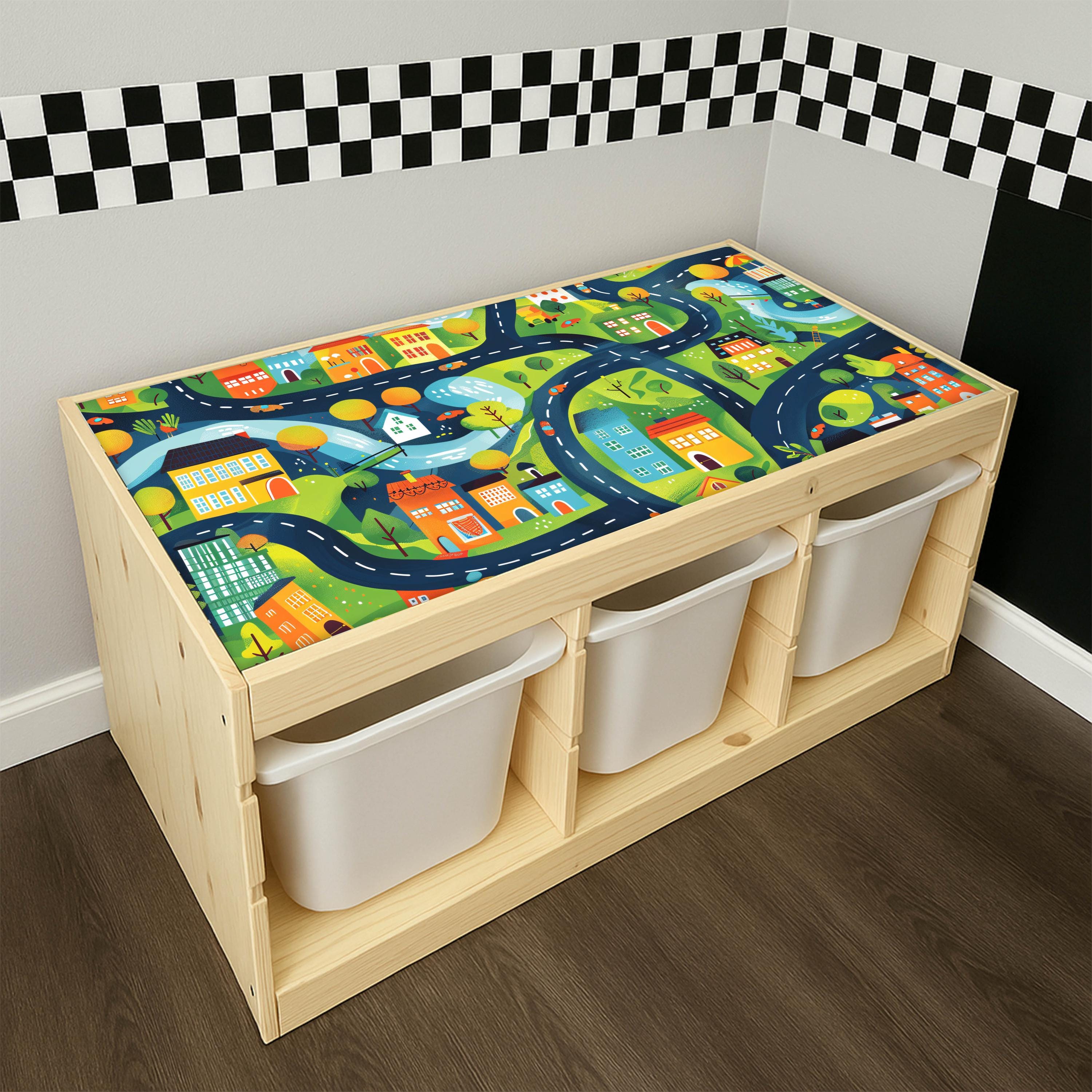 IKEA Trofast Shelf Decal: Colorful City Road Play Table Vinyl Sticker