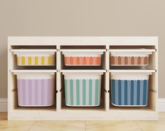 Rainbow Scallop Vinyl Stickers: IKEA TROFAST Bin Decals, Playroom Decor