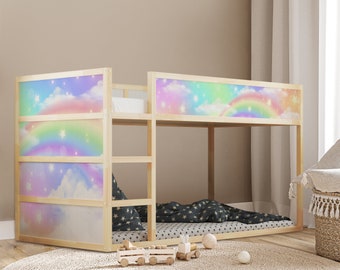 IKEA KURA BED Decals Rainbow, Rainbow Magical Vinyl Bed Stickers, Vibrant Wrap Kura Bed Decor, Perfect for Girls, Kura Bed Transformation