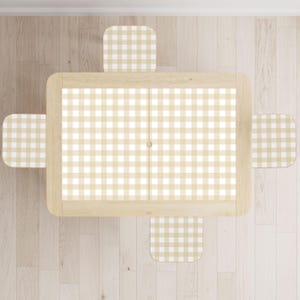 Beige Gingham IKEA Flisat Table Decal: Neutral Vinyl Sticker