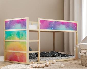 IKEA KURA BED Decals Rainbow, Rainbow Boho Vinyl Bed Stickers, Wrap for Kura Bed Decor, Wallpaper Kura Bunk Bed Girl, Decal Kura Bed Diy