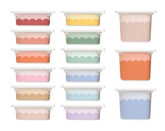 Pastel Scalloped Stickers for IKEA Trofast Bins, Toy Storage Bin Wraps, Rainbow Vinyl Labels, Playroom Organizer Gift for Kids Room