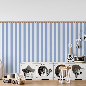 Striped Wall Decals for Kids Room – Half Wall Fabric Stickers in 24 Color Options, Removable Modern Playroom Panel Decor