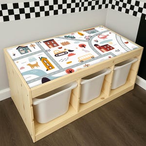 Bunte Stadt spielen Aufkleber für IKEA Trofast Regal - Vinyl Straßenkarte Aufkleber für Kinder Spielzimmer Möbel, Transport Themen Spielzeug Lagerung Dekor
