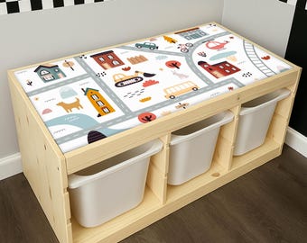 City Play Sticker for IKEA Trofast Shelf: Transportation Road Map Decal