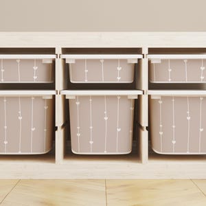 Beige Heart Pattern Stickers for IKEA Trofast Storage Box - Perfect Vinyl Decals for Kids’ Toy Organization and Stylish Home Decor