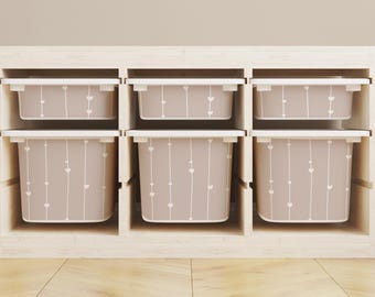 Beige Heart Pattern Stickers for IKEA Trofast Storage Box - Perfect Vinyl Decals for Kids’ Toy Organization and Stylish Home Decor