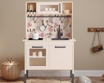 Floral Vinyl Decal Set for IKEA DUKTIG Play Kitchen: Boho Pastel Decor