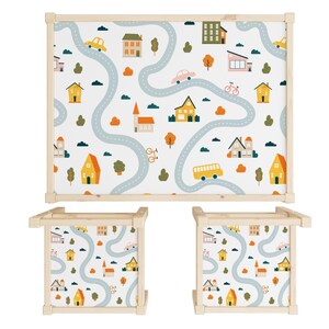 Set mit Aufkleber für IKEA LATT Tisch und Stühle, Kinderzimmer Möbel Dekor, Stadtplan Aufkleber, lustige Aktivität Krabbeldecke Latt Tisch