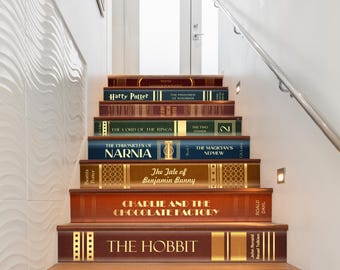 Literary Book Stair Stickers, Classic Novel Riser Decals