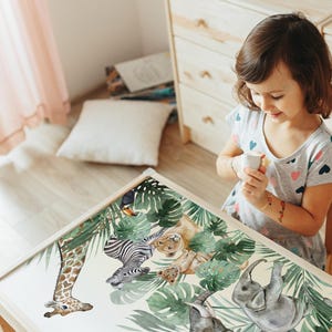 Safari Jungle Animal Decals for IKEA LATT Table and Chairs, Kids Room Decor with Wild Animals, Educational Jungle Scene Sticker for Toddlers