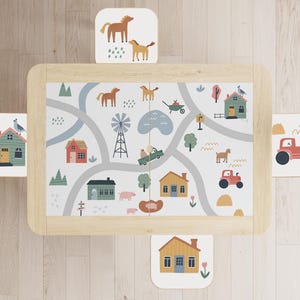 Farm Life IKEA Flisat Table Decals: Rural Scene Sticker Set