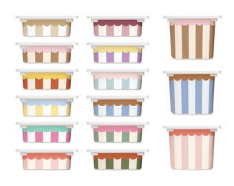 Striped Scalloped Stickers for IKEA Trofast Bins – Pastel Rainbow Vinyl Stickers for Kids Storage, Cute Playroom Decor
