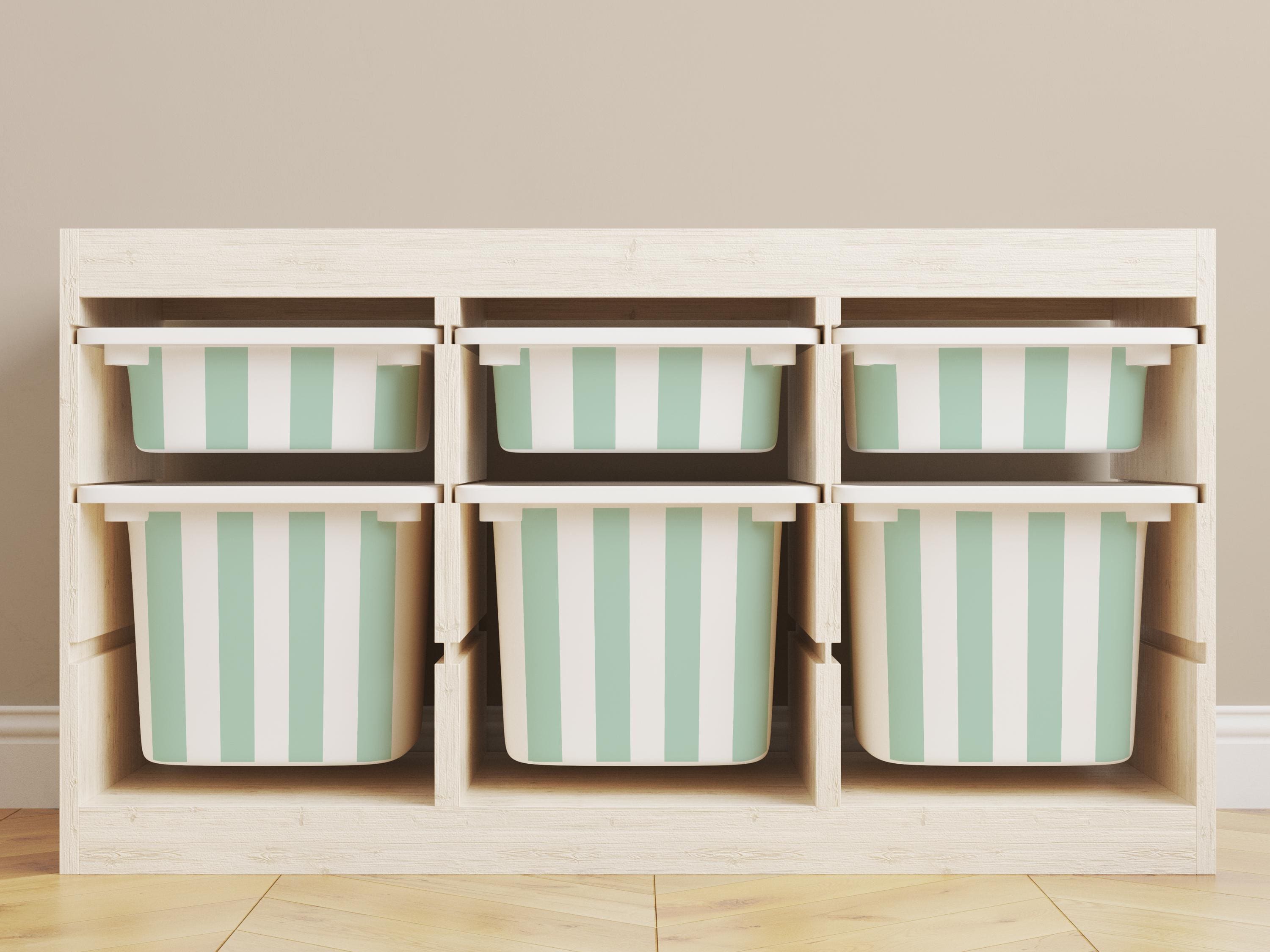 Stripes Wrap Sticker for IKEA Trofast Storage Box : Blue, Pink, Green, Beige - Perfect Decals for Toy Storage and Organization