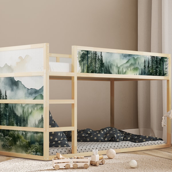 Forest Mountain IKEA KURA Bed Decal, Removable Bunk Bed Stickers