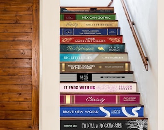 Custom Book Spine Stair Decals: Literary Staircase Decor
