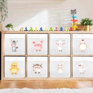 Farm Animal Stickers for IKEA Kallax Bins: Montessori Kids Room Decor