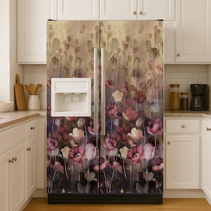 Dark Floral Kühlschrankfolie: Gartenfolie Vinyl Aufkleber