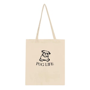 Trendy Pug Lover Eco Bag | Sustainable Tote for Pug Owners | Cute Dog Breed Shopper | Reusable Pug Print Handbag Gift