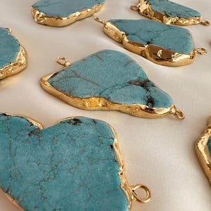 Goldplated Turquoise Howlite Slice Pendant: Boho Jewelry Making
