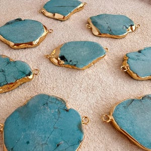 Goldplated Turquoise Howlite Slice Connector: Boho Jewelry Making