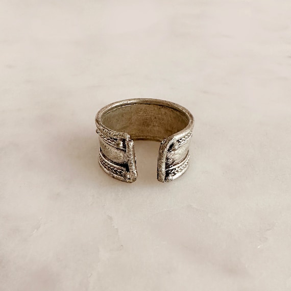 Vintage Tibetan Silver Red Stone Ring, Adjustable… - image 4
