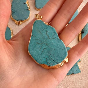 Boho Goldplated Turquoise Howlite Slice Pendant: DIY Jewelry Making